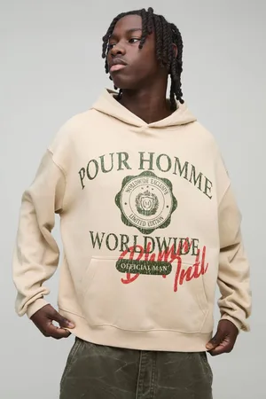 Boohoo Oversized Homme varsity Crest Printed Hoodie - - L
