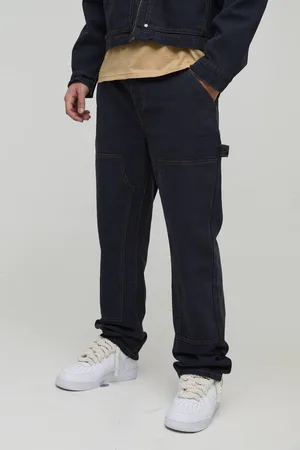 Boohoo Straight Leg Carpenter Contrast Stitch Jeans - - 36R