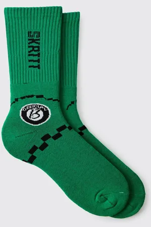 Boohoo Moto Racing Flag Socks - - One Size