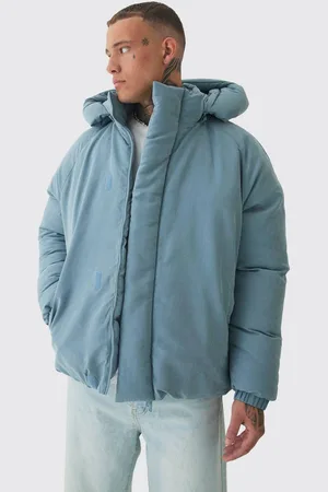 Boohoo Tall Man Extreme Heavy Padded Hooded Puffer Coat In Dusty - XXL