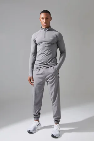 Boohoo Man Active Quarter Zip and Jogger Tracksuit - - L