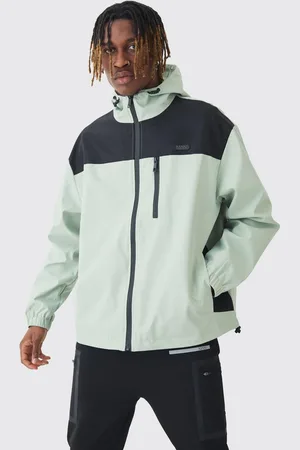 Boohoo Tall Oversized Colour Block Hooded Windbreaker In Sage - - S