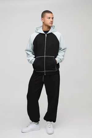 Boohoo Oversized Man Colour Block Zip Hooded Tracksuit - - XL