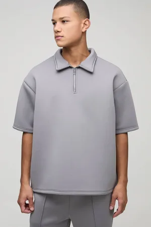 Boohoo Oversized Short Sleeve Bonded Scuba Polo - - M