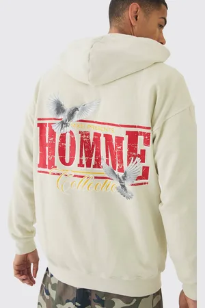 Boohoo Regular Fit Homme Dove Printed Zip Through Hoodie - - M