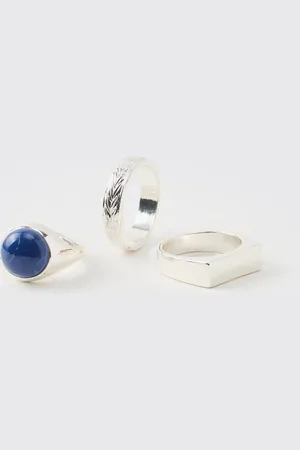 Boohoo Silver Rings 3 Pack - - M/L