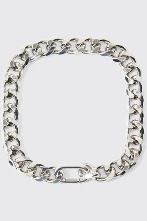 Boohoo Chunky Clasp Detail Metal Bracelet In Silver - - One Size