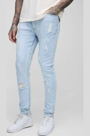 Boohoo Tall Skinny Stretch Ripped Bleach Wash Jean - - 36