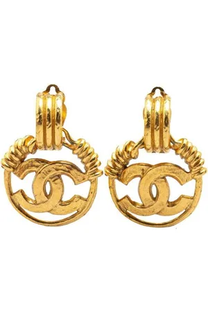 CHANEL Preloved CC Logo Earrings Women - Gold - - One Size