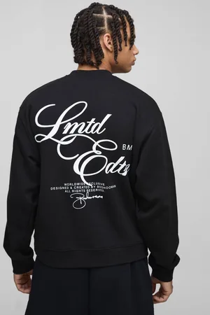 Boohoo Oversized Boxy Extended Neck Limited Edition Printed Sweatshirt - - L