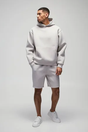 Boohoo Oversized Boxy Bonded Scuba Hooded Short Tracksuit - - M