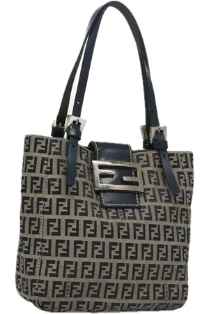 Fendi Preloved Zucca Shopping Tote BeigeBlack Women - Shoulder Bags - One Size
