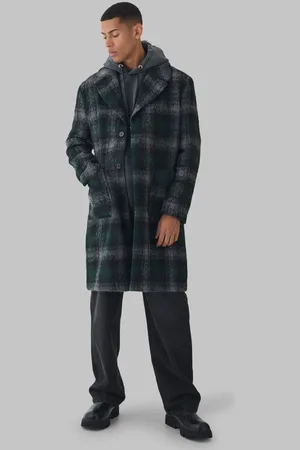 Boohoo Relaxed Fit Single Breasted Check Overcoat In - S