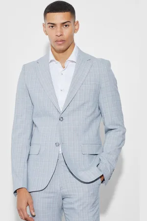 Boohoo Slim Single Breasted Checked Blazer - - 38