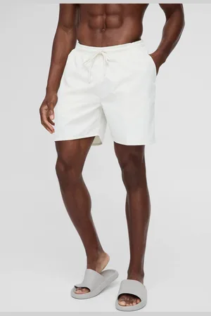 Boohoo Mid Length Swim Short in Ecru - - S