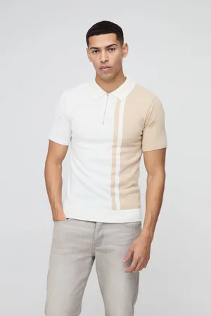 Boohoo Muscle Fit Short Sleeve Colour Block Knitted Polo - - M
