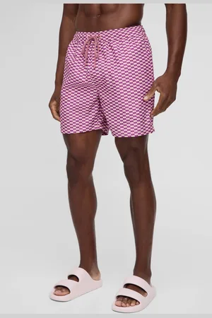 Boohoo Mid Length Checkerboard Swim Short - - XS