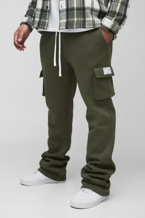 Boohoo Plus Slim Fit Super Stacked Woven Tab Cargo Joggers - - XXXL