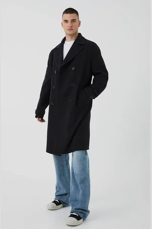 Boohoo Tall Double Breasted Wool Look Overcoat in - S