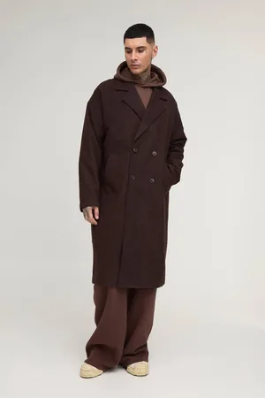 Boohoo Tall Oversized Drop Shoulder Herringbone Overcoat In - L