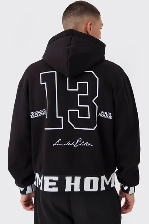 Boohoo Oversized Boxy Varsity Printed Zip Through Hoodie - - M