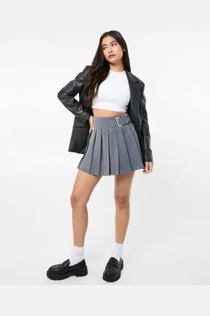 Pink Vanilla Womens Tailored Belted Pleat Mini Skirt - - M