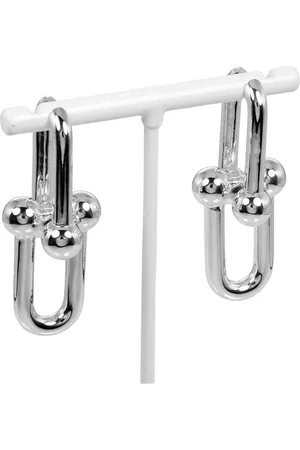 Tiffany & Co. Preloved Link Earrings Silver Style Women - - One Size