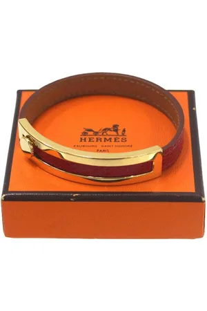 Hermès Preloved Clic Clac H Bracelet Red Leather Women - Gold - - One Size