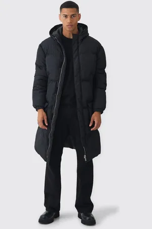 Boohoo 4 Pocket Longline Hooded Puffer In - XS