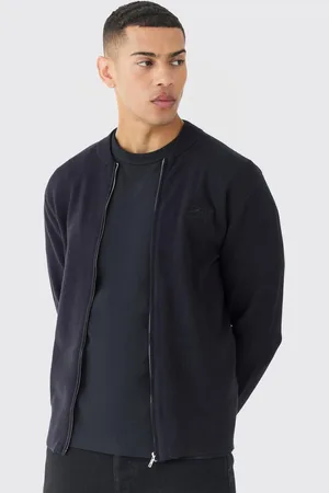 Boohoo Regular Fit Man Branded Knitted Bomber Jacket - - XS