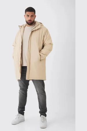 Boohoo Plus Hooded Padded Parka Jacket In Sand - - XXL