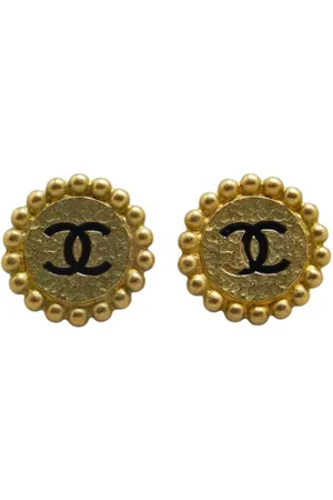 CHANEL Preloved CC Logo Gold Beaded Earrings Women - - One Size