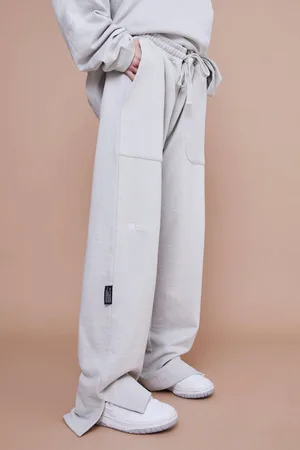Boohoo Relaxed Fit Split Hem Heavyweight Jogger - - L/Short
