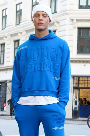 Boohoo Oversized Boxy Homme Printed Embossed Hoodie - - M