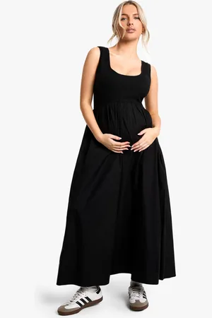 Boohoo Womens MATERNITY RIB COTTON SQUARE NECK MIDAXI SKATER DRESS - - 8