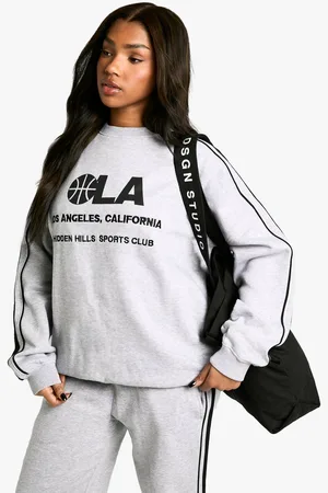Boohoo Womens LA Basketball Side Striped Oversized Sweatshirt - - M