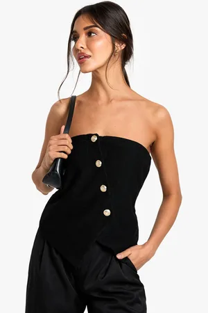 Boohoo Womens Textured button through bandeau waistcoat - - 14