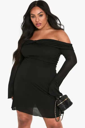 Boohoo Womens plus twist detail rouched skater dress - - 16