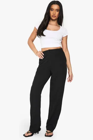 Boohoo Womens Woven Straight Leg Trousers - - 16