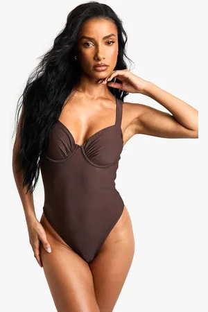 Boohoo Womens Swimwear Essentials Fuller Bust Balcony Swimsuit - - 10