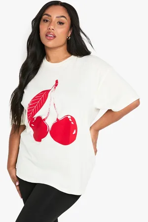 Boohoo Womens PLUS CHERRY OVERSIZED T-SHIRT - - 18