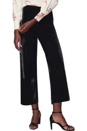 Whistles Womens Velvet Wide Leg Crop Trousers - - 14