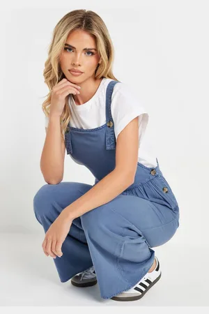 PixieGirl Womens Petite Acid Wash Wide Leg Dungarees - - 16