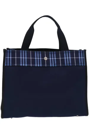 Burberry Preloved Neoprene Tote Blue Plaid Women Tote Bags - One Size