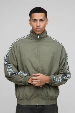 Boohoo Regular Fit Satin Panel Ruched Sleeve Nylon Track Jacket - - M