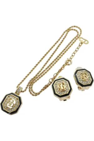 Dior Preloved CD Logo Necklace and Earrings Set Women - Gold Tone - - One Size