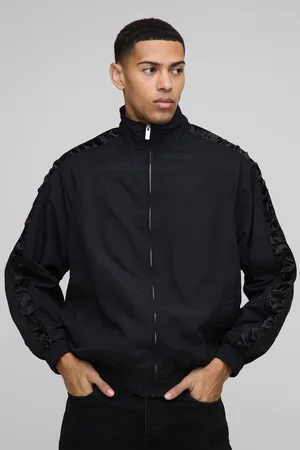 Boohoo Regular Fit Satin Panel Ruched Sleeve Nylon Track Jacket - - M