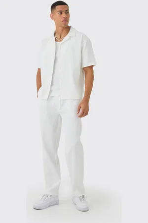 Boohoo Oversized Short Sleeve Pleated Shirt & Straight Trouser Set - - M