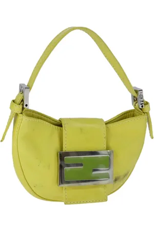 Fendi Preloved Mini Baguette Lime Green Leather Women - Handbags - One Size