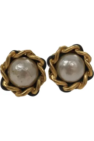CHANEL Preloved Pearl Earrings Chain Detail Women - Gold - - One Size